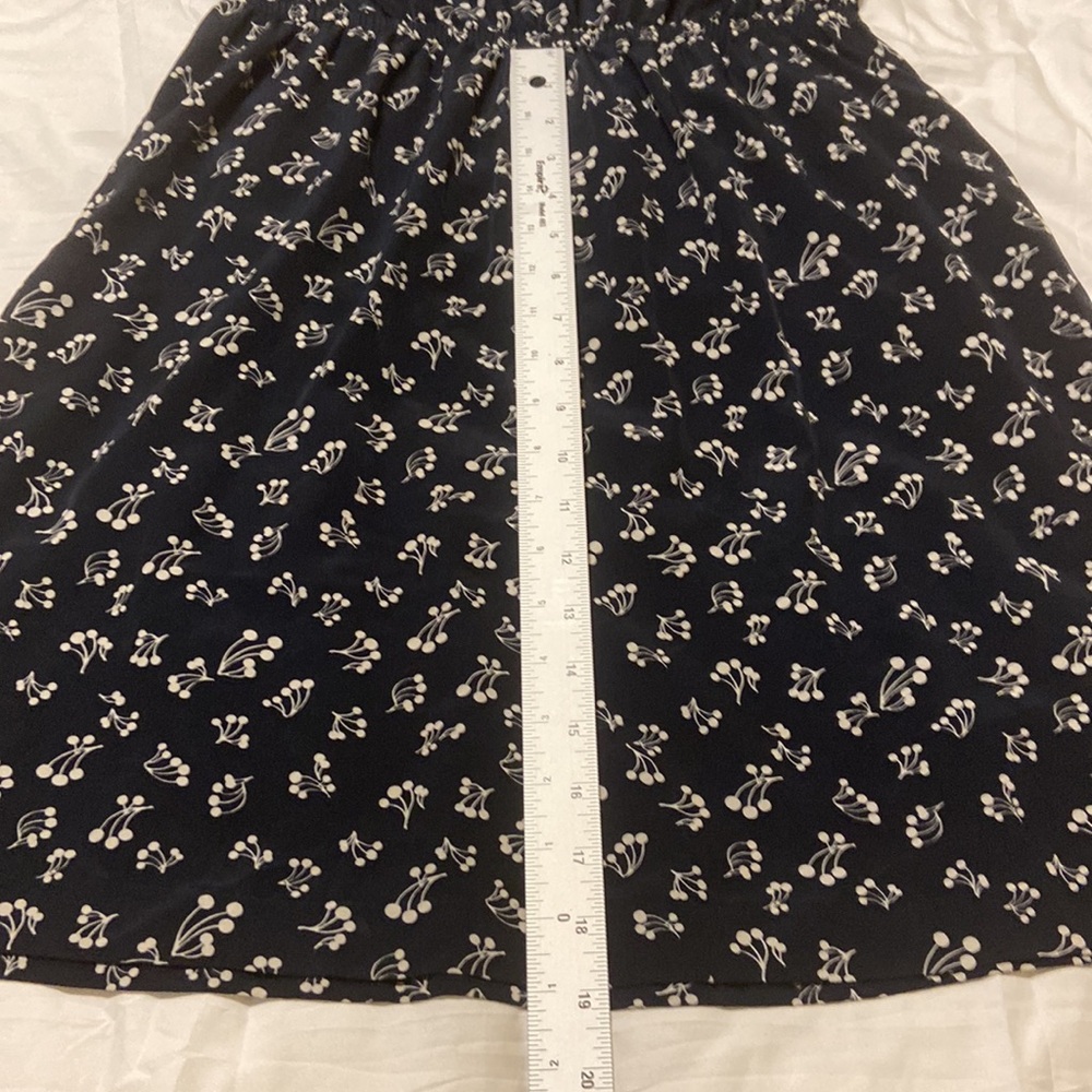 Gap Black & Beige Floral Mini Dress 3/4 Sleeves SZ M pockets Like New, Cute! - Picture 10 of 11